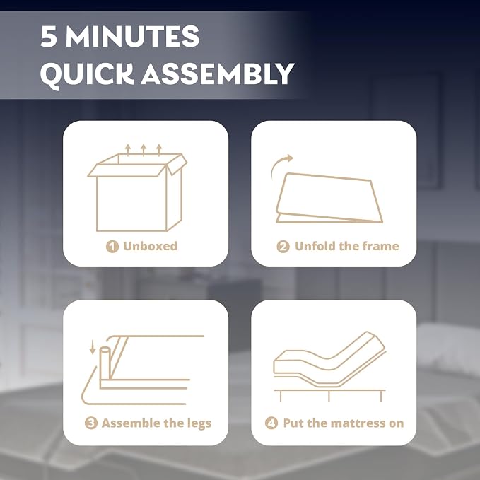 Dyonery Queen Adjustable Bed Base Frame with Wireless Remote + 14 Inch Queen Gel Memory Foam Mattress Bed in a Box, Head and Foot Incline, Zero Gravity, Fiberglass Free, 80" × 60"