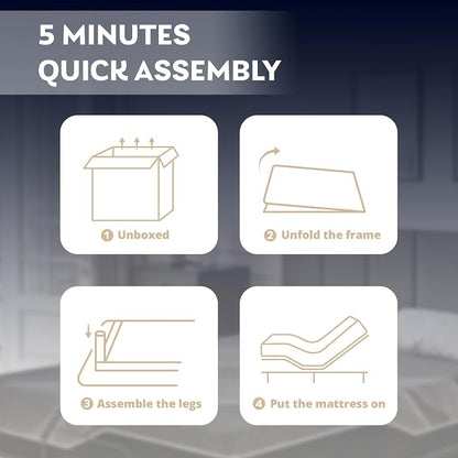 Dyonery Queen Adjustable Bed Base Frame with Wireless Remote + 14 Inch Queen Gel Memory Foam Mattress Bed in a Box, Head and Foot Incline, Zero Gravity, Fiberglass Free, 80" × 60"