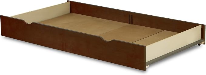 East West Furniture VEB-08-TU Solid Wood Bunk Beds Twin Over Twin with Guard Rail and Trundle, Java Finish