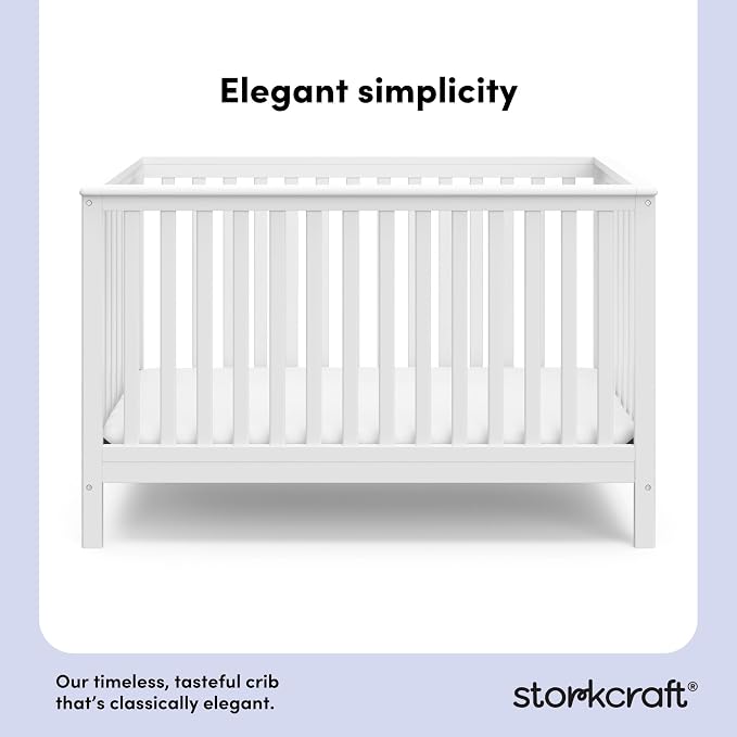 STORKCRAFT Hillcrest 4-in-1 Convertible Crib (White) - Converts to Daybed, Toddler Bed, and Full-Size Bed, Fits Standard Full-Size Crib Mattress, Adjustable Mattress Support Base