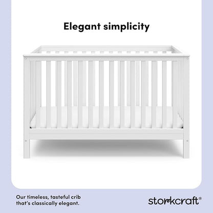 STORKCRAFT Hillcrest 4-in-1 Convertible Crib (White) - Converts to Daybed, Toddler Bed, and Full-Size Bed, Fits Standard Full-Size Crib Mattress, Adjustable Mattress Support Base