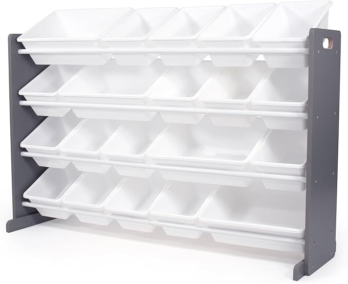 Humble Crew Toy Storage Organizer with 20 Removable Storage Bins for Kids Playroom, 4-Tier Toddler Toy Organization and Storage, Grey/White