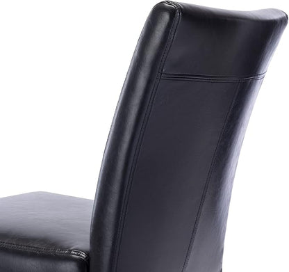 Watson & Whitely Upholstered Dining Chairs, Faux Leather, Set of 6, Black | Solid Wood Legs, Padded Seat, Low Back, Modern Armless Parsons Chair for Kitchen, Dining Room, Restaurant