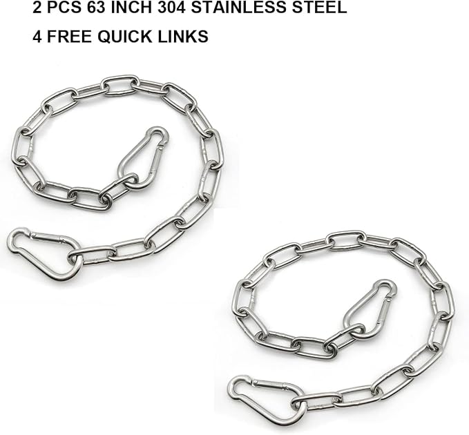 Heavy Duty Stainless Steel Chain 550LB Capacity for Punching Bags Hanging Chair Hammocks Swing Trapeze Yoga