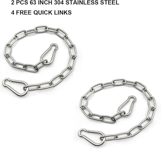Heavy Duty Stainless Steel Chain 550LB Capacity for Punching Bags Hanging Chair Hammocks Swing Trapeze Yoga