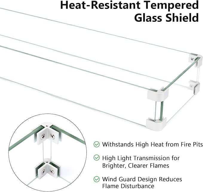 Hisencn 30 x 10 Inch Drop-in Fire Pit Kit, Premium Stainless Steel Modern Fire Trough with Tempered Glass Wind Guard, Built-in Outdoor Table Flame Feature for Patio, Backyard & Entertaining