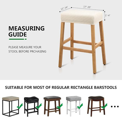 YISUN Stool Covers Rectangle - 4 Pack Stretch Waterproof Saddle Seat Cover Counter Bar Stools Bar Chairs Covers Kitchen Island Chairs Cushion Protector