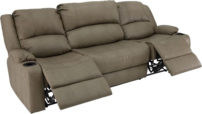 RecPro Charles 94" Powered Triple RV Wall Hugger Recliner | Drop Down Console | RV Furniture with Upgraded 2023 Fabric (Putty)