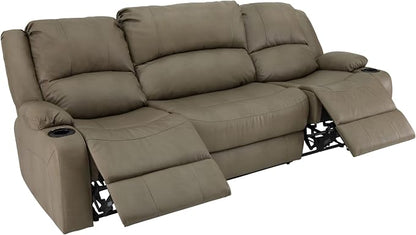 RecPro Charles 94" Powered Triple RV Wall Hugger Recliner | Drop Down Console | RV Furniture with Upgraded 2023 Fabric (Putty)