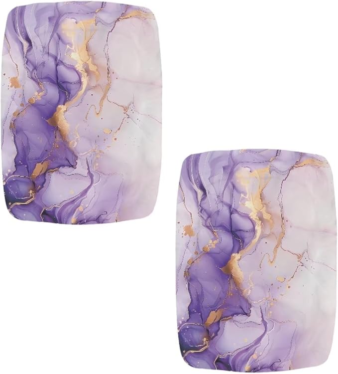 Vanity Stool Covers Bar Stool Covers Set of 2 Light Purple Marble Print Bar Stool Saddle Seat Covers Rectangle Bench Seat Protector Barstool Covers with Elastic Bands for 14-20 inch Stool