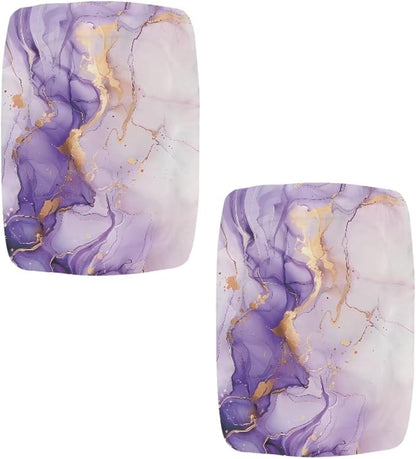 Vanity Stool Covers Bar Stool Covers Set of 2 Light Purple Marble Print Bar Stool Saddle Seat Covers Rectangle Bench Seat Protector Barstool Covers with Elastic Bands for 14-20 inch Stool