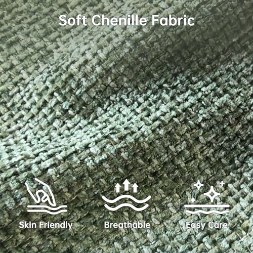 Morden Fort 5-Seater L-Shaped Modular Sectional Sofa, Deep Seat Chenille Couch for Living Room, Modern Modular Corner Sofa with High-Density Foam Cushions, Comfy Apartment Couch, Green