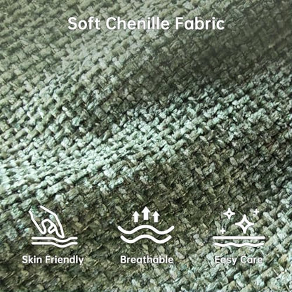 Morden Fort 5-Seater L-Shaped Modular Sectional Sofa, Deep Seat Chenille Couch for Living Room, Modern Modular Corner Sofa with High-Density Foam Cushions, Comfy Apartment Couch, Green