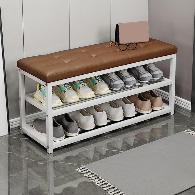 Modern Wooden Shoe Storage Bench SpaceSaving Design for Hallway & Living Room Stylish Entryway Organizer Versatile Changing Stool Multifunctional Furniture.