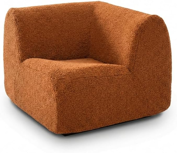 Sofa Corner Modular, Modern Boneless Sofa with Deep Seat, Sherpa Boucle Cloud Couch for Living Room, Cozy Teddy L-Shaped Couches, No Assembly, Brown, Sofa Corner Modular