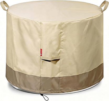 SheeChung Fire Pit Cover Round 22" D x 16" H,Waterproof 600D Material,Beige | Fits Solo Stove Bonfire,PVC Inner Coating,Heavy Duty Outdoor Fire Pit Cover,Tear & Fade Resistant,Fits 18"-22" Gas Fire Pit