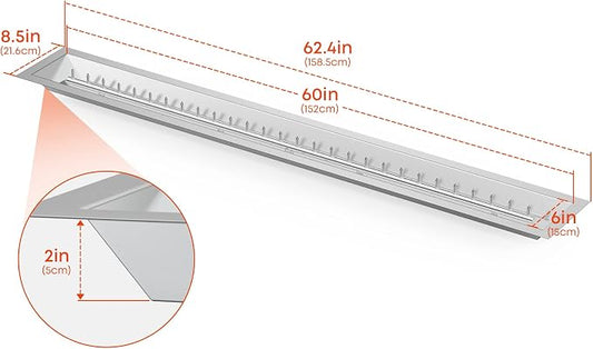 Stanbroil Linear 60" x 6" Drop-in Fire Pit Jet Burner Pan, Upgraded Natural Gas & Propane Fire Table Insert Kit, High Flame, 108k BTU Max