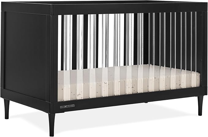 Delta Children Bowie 4-in-1 Convertible Acrylic Crib - Greenguard Gold Certified, Black Ebony