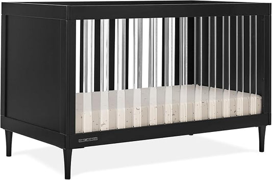 Delta Children Bowie 4-in-1 Convertible Acrylic Crib - Greenguard Gold Certified, Black Ebony
