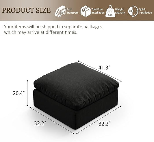 Oversize Cloud Modular Sectional Sofa,Chaise Down Filled Comfort Sofa Detachable Couch Cushion Covers for Living Room Apartment,Black