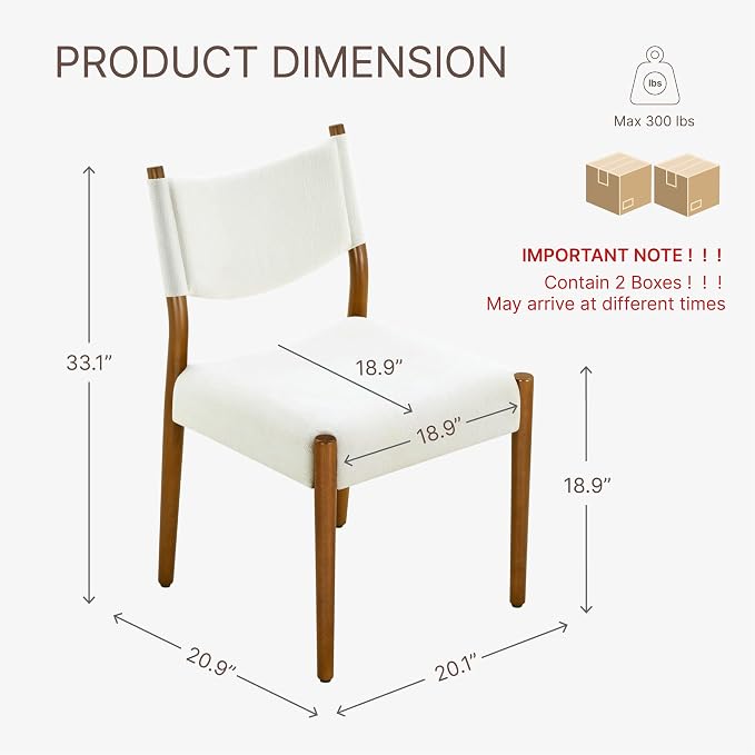KISLOT Upholstered Dining Chairs Set of 4, Solid Wood Armless Kitchen Chairs with Soft Polyester Fabric, Modern Dining Room Seating, Linen