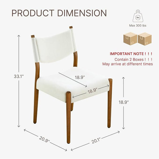 KISLOT Upholstered Dining Chairs Set of 4, Solid Wood Armless Kitchen Chairs with Soft Polyester Fabric, Modern Dining Room Seating, Linen