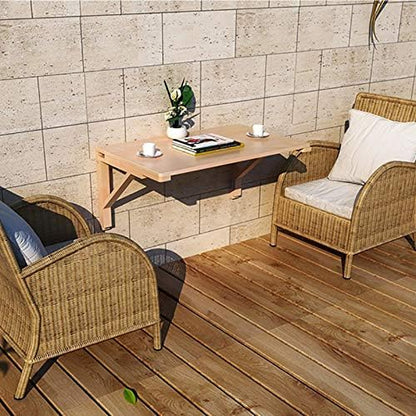 MM MELISEN Solid Wood Wall-Mounted Folding Table in Natural, 23.6" D x 15.7" W. A Space-Saving fold-Down Desk, Ideal for Laundry Rooms, Kitchens, Home Offices, or as a Kids' Study Desk