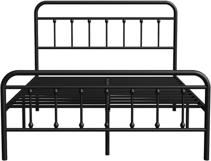 Novilla Metal Full Size Bed Frame - Modern Minimalist Victorian Style with Headboard/Footboard, Heavy-Duty Steel Slats/Underbed Storage/No Box Spring Needed/Easy Assembly/Noise Free/Black