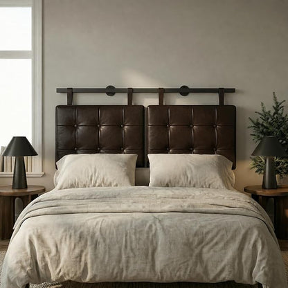 Queen Headboard only, Wall Mounted Headboard for Adjustable Bed, Hanging Head Board for Queen Size Bed Button Tufted Upholstered Headboard Cabeceras De Cama for Bedroom, Dorm, Dark Brown Faux Leather