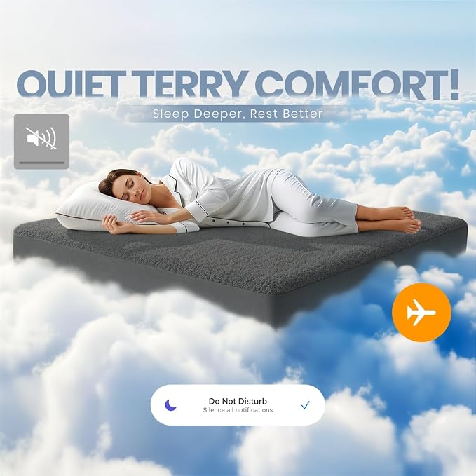 Full Size Mattress Protector Waterproof, Premium 200 GSM Terry Mattress Cover, Soft & Breathable Bed Cover, Fitted Sheet Style Stretchable Deep Pockets 15" by Utopia Bedding (Gray)