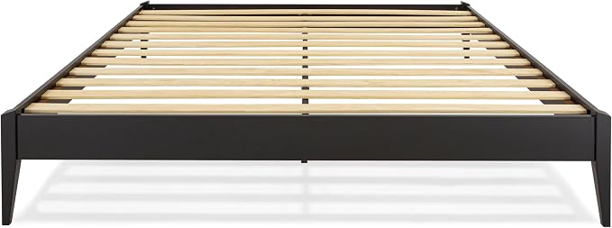Bme Dinkee King Platform Bed Frame Wood 15 Inch - Solid Wood Bed Frame - Modern & Minimalist Style - 12 Strong Wood Slat Support - Easy Assembly - No Box Spring Needed - Black
