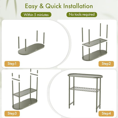 Small Console Table Bamboo 30.7", Modern Entryway Table Green 2-Tier, Narrow Console Table with Anti-Fall Edge, Small TV Stand for Bedroom, Indoor Plant Stand, Sofa Side Table 5min Easy Assembly