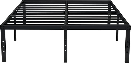 EMODA 18 Inch Tall Full Size Bed Frame with Large Storage Space, Easy Assembly Heavy Duty Metal Platform No Box Spring Needed, Noise Free, Black