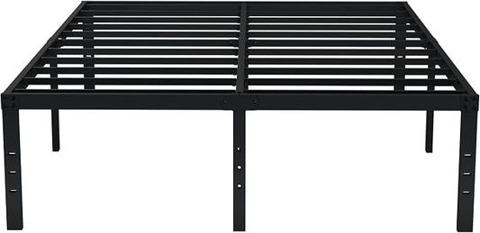 EMODA Queen Bed Frame No Box Spring Needed 18 Inch Heavy Duty Metal Tall Platform Bed Frame Queen Size with Large Storage Space, Easy Assembly, Black
