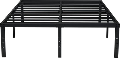 EMODA 18 Inch King Bed Frame No Box Spring Needed, Heavy Duty Tall Metal Platform with Large Storage Space, Noise Free, Easy Assembly, Black