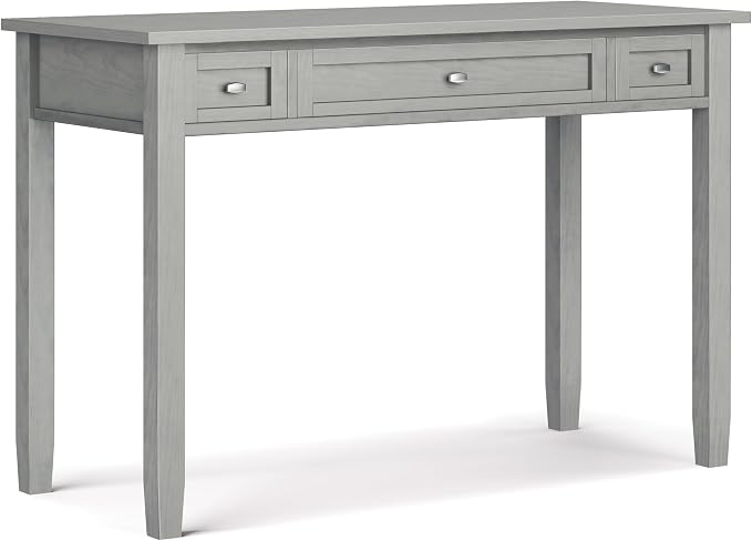 SIMPLIHOME Warm Shaker Desk - 48 Inch Wide Solid Wood Writing Desk in Fog Grey, Transitional Home Office Computer Table for Workspace or Study with Flip-Down Keyboard Tray and 2 Drawers