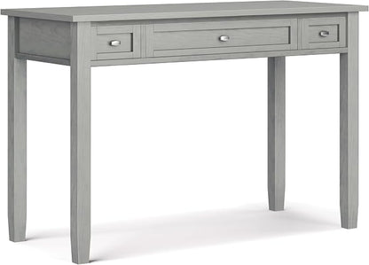 SIMPLIHOME Warm Shaker Desk - 48 Inch Wide Solid Wood Writing Desk in Fog Grey, Transitional Home Office Computer Table for Workspace or Study with Flip-Down Keyboard Tray and 2 Drawers