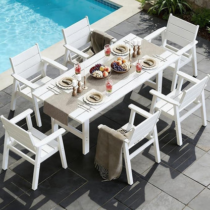 Outdoor Dining Chairs Set of 2,HDPE Patio Chairs with Wide Seat,Ergonomic Design Outdoor Furniture for Porch,Backyard,Deck,White