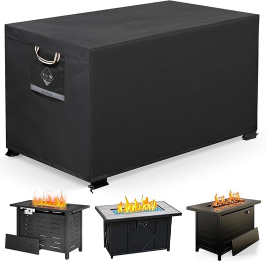 QH.HOME Fire Pit Cover Rectangular Super Waterproof 44" L x 28" W x 24" H, UPF 50+ Outdoor Fire Pit Table Cover 600D Strong Tear Resistant and Fading Resistant for Rectangular Fire Pit - Black