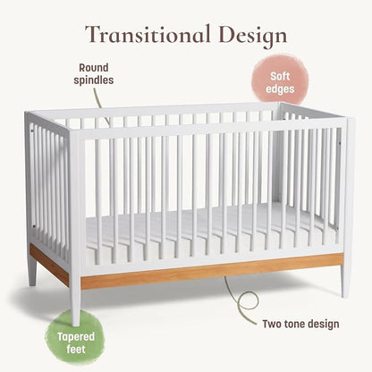 Little Seeds Clover 4-in-1 Convertible Baby Crib to Toddler Bed, White