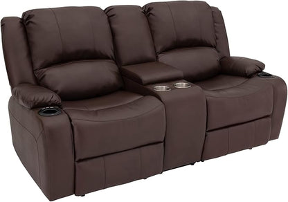 RecPro Charles RV Double Recliner Sofa | 70" | Mahogany