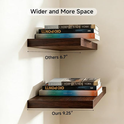 31.5in Floating Shelves for Wall, Wall Mounted Shelves for Decor Storage Set of 2, Floating Shelf for Bedroom, Bathroom, Living Room and Kitchen（Dark Walnut）