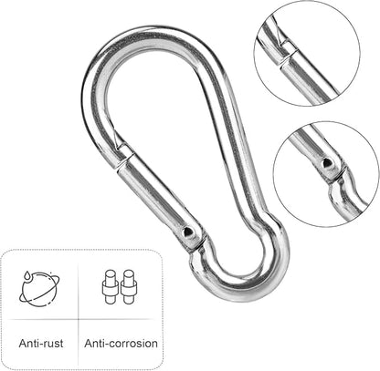 Hanging Chair Chain Set of 2 Stainless Steel Heavy Duty Hanging Kits with 4 Carabiners Hammock Chair Hardware for Indoor Outdoor Playground Hanging Chair Hammock Chair Punching Bags - 23.62"