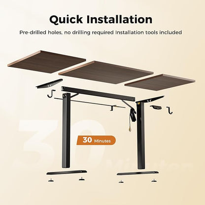 Agilestic Electric Standing Desk, 63 x 23.6 Inches Height Adjustable Desk, Sit Stand up Desk for Work Office Home, Splice Board, Dark Walnut