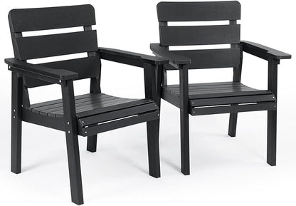 Outdoor Patio Dining Chair Set of 2, All-Weather Patio Chairs with Armrests, Ergonomic Design, Ideal for Garden, Poolside, Backyard, Deck, Black