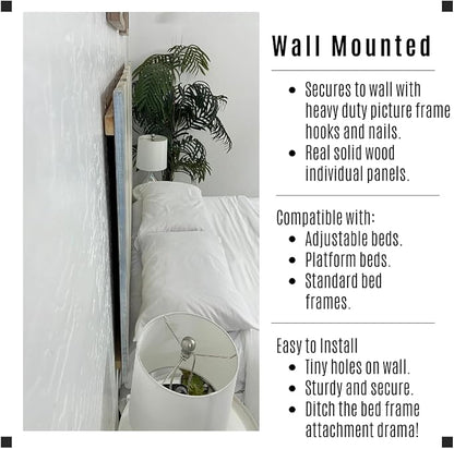 Barn Walls Solid Wood Headboard King Size, Blue Powderwash Finish with Smooth Natural Wood Grain, Handcrafted Wall-Mounted Panel Head Board, Adjustable Height, Modern Farmhouse Bedroom, Built to Last