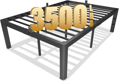 Yookare Cal King Platform Bed Frame,18"Heavy Duty Metal Mattress Foundation, Rounded Safety Corners & Recessed Legs,Mattress Retainers,Easy Assembly,Noise Free Steel Slat Support,No Box Spring Needed