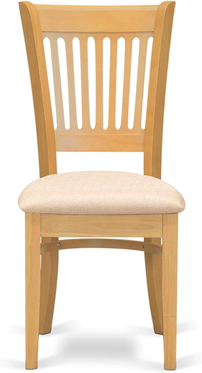East West Furniture VAC-OAK-C Vancouver Dining Chairs - Linen Fabric Upholstered Wood Chairs, Set of 2, Oak