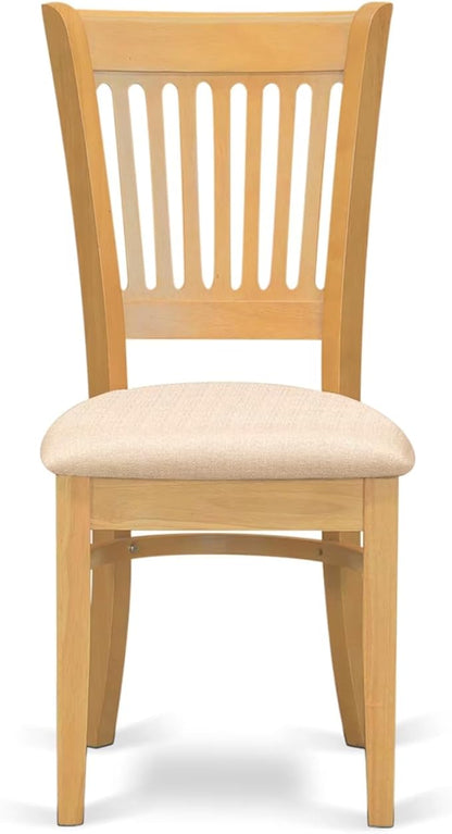 East West Furniture VAC-OAK-C Vancouver Dining Chairs - Linen Fabric Upholstered Wood Chairs, Set of 2, Oak