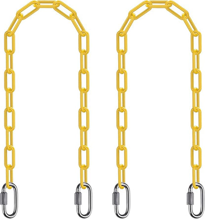 SELEWARE 2 Pack 40 Inch Hanging Swing Chain with 4 Carabiners, 1000LB Capacity Plastic Coated Hanging Chains, Hammock Hardware Kit for Swing, Hanging Chair, Punching Bags, Indoor Outdoor Gym (Yellow)